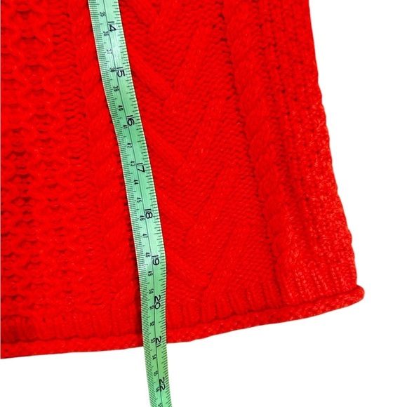 Madewell Red Crew Neck cable knit Sweater ribbed hems oversized fit size xxs - Picture 11 of 12
